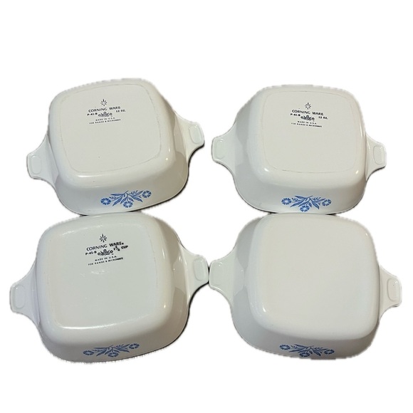 Corning ware P-41-B 12oz. made in USA White Dishes with Blue Cornflower (4) - Picture 6 of 10